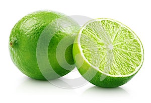 Fresh lime citrus fruit with slice