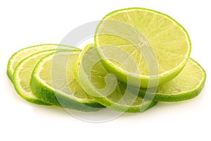 Fresh lime fruit and some thin slices