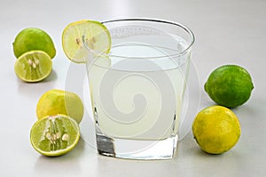 Fresh lime juice in a glass cup