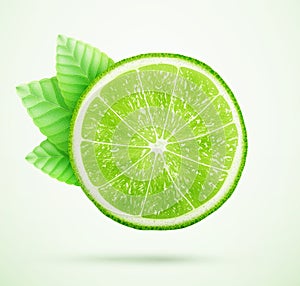 Fresh lime with leaves