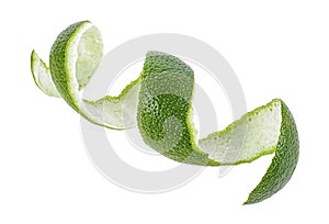 Fresh lime peel isolated on white background, healthy food