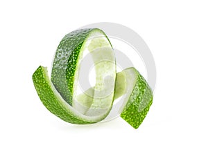 Fresh lime peel isolated on white background. Healthy food