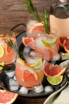 Fresh grapefruit and lime cocktail photo