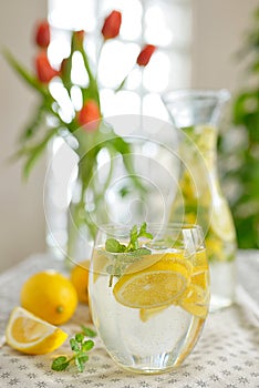 Fresh limes and lemonade photo