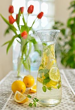 Fresh limes and lemonade photo