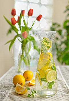 Fresh limes and lemonade photo