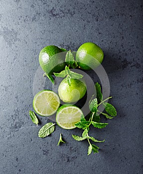 Fresh Limes and Mint Leaves
