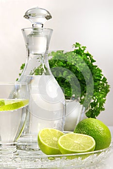 Fresh limes and water