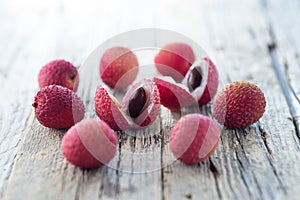 fresh litchi exotic fruits photo