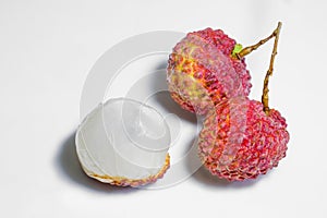 Fresh litchi/lychee isolated on white background photo
