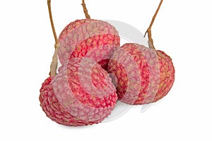 Fresh litchies on white