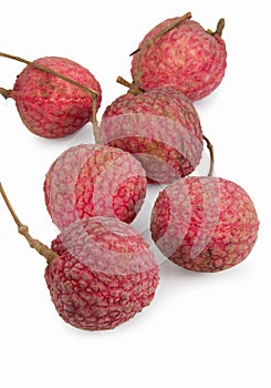 Fresh litchies on white