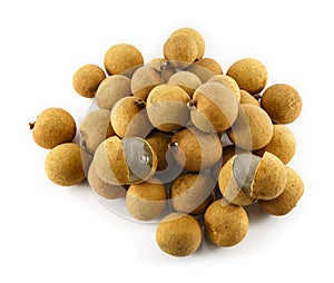 Fresh Longans fruits isolated on white