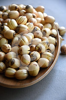 Fresh lotus seeds piled.