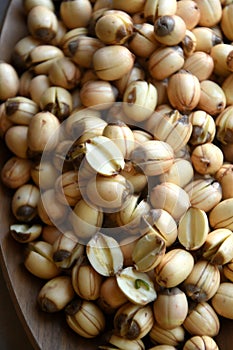 Fresh lotus seeds piled.