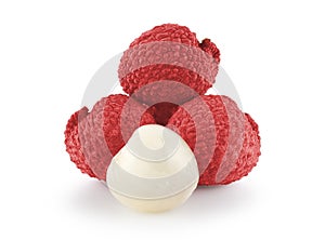 Fresh Lychee isolate on white background. Clipping path