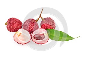 Fresh lychee litschi isolated on white background