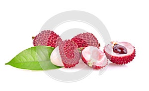 Fresh lychee litschi isolated on white background