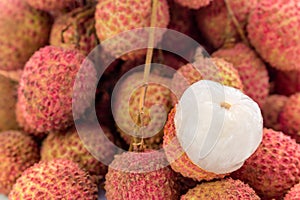 Fresh lychees fruit with isolate white background