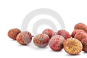 Fresh lychees fruit with isolate white background
