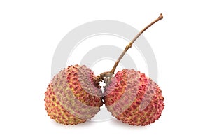Fresh lychees fruit with isolate white background