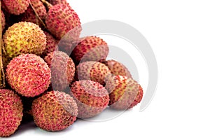 Fresh lychees fruit with isolate white background