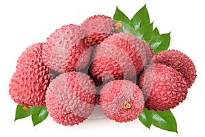 Fresh lychees isolated on white