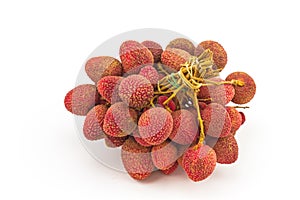 Fresh lychees on white background
