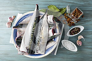 Fresh mackerel to cook photo