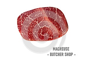 Fresh macreuse beef isolate on white background.