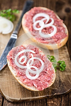 Fresh made Bun with Mett (selective focus)