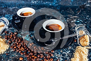 Fresh made double espresso served at restaurant and pub