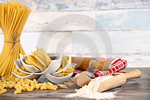 Fresh made pasta in small bowls