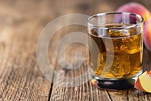 Fresh made peach ice tea (selective focus)