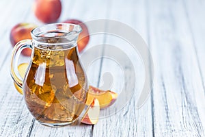 Fresh made peach ice tea (selective focus)