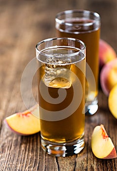 Fresh made peach ice tea (selective focus)