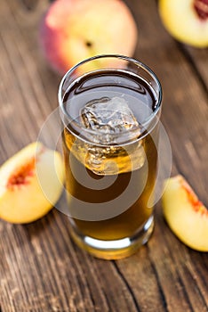 Fresh made peach ice tea (selective focus)