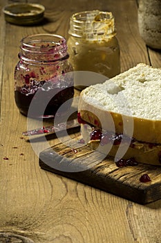 Fresh made peanut butter and jelly sandwich