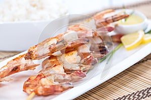 Fresh made Prawns on a spit