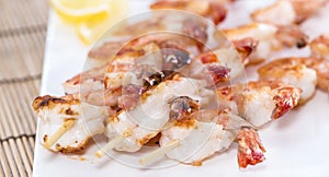 Fresh made Prawns on a spit