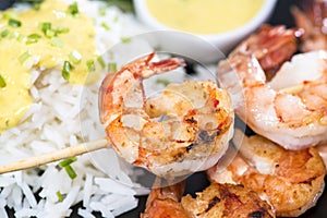 Fresh made Prawns on a spit