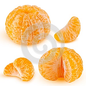 Fresh mandarin with leaf isolated on white