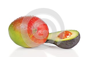 Fresh mango and half of avocado