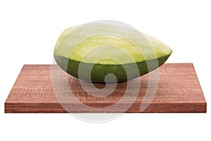 Fresh mango - Sliced green mangoes on wooden with isolated white