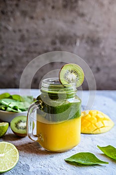 Fresh mango, spinach, kiwi and lime smoothie