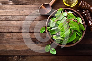 Fresh mangold leaves, swiss chard