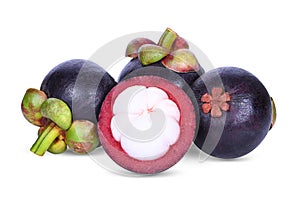 Fresh mangosteen fruit isolated on a white background