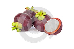 Fresh mangosteen fruit isolated on white background
