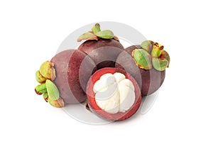 Fresh mangosteen isolated on white background