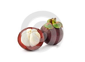 Fresh mangosteen isolated on white background